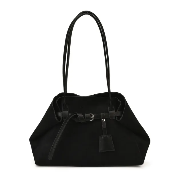 Retro High grade Matte Large Capacity Tote Bag Suede Shoulder Commuter Bag Black - Shop at LoveMi