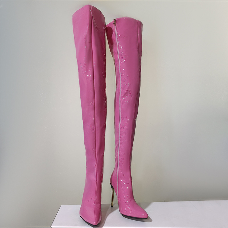 Womens Fashionable Over-the-knee Plus-size Metal-heel Boots