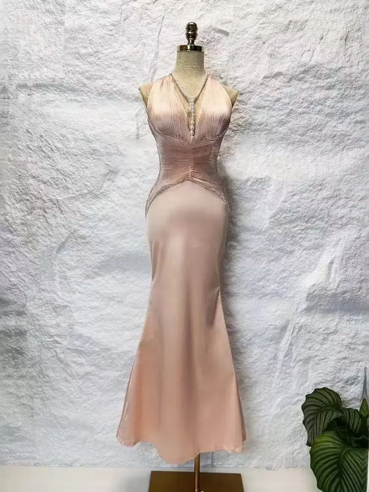 French Style Vacation Style Women's Slim Fit Backless Dress