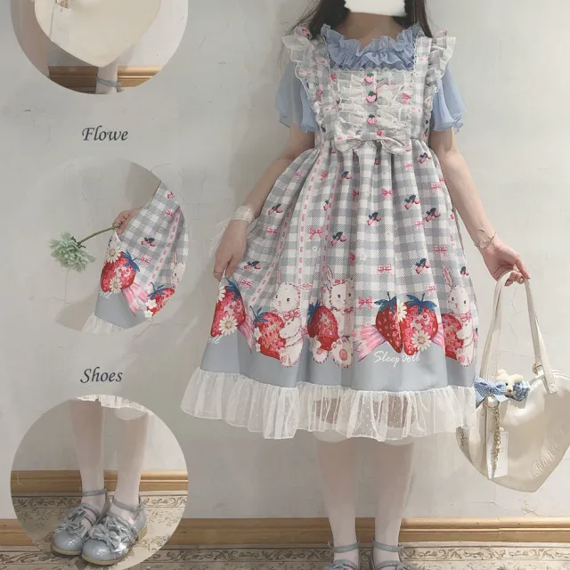 Women's Vintage Lace Flying Sleeve Sling Dress Blue - Shop at LoveMi