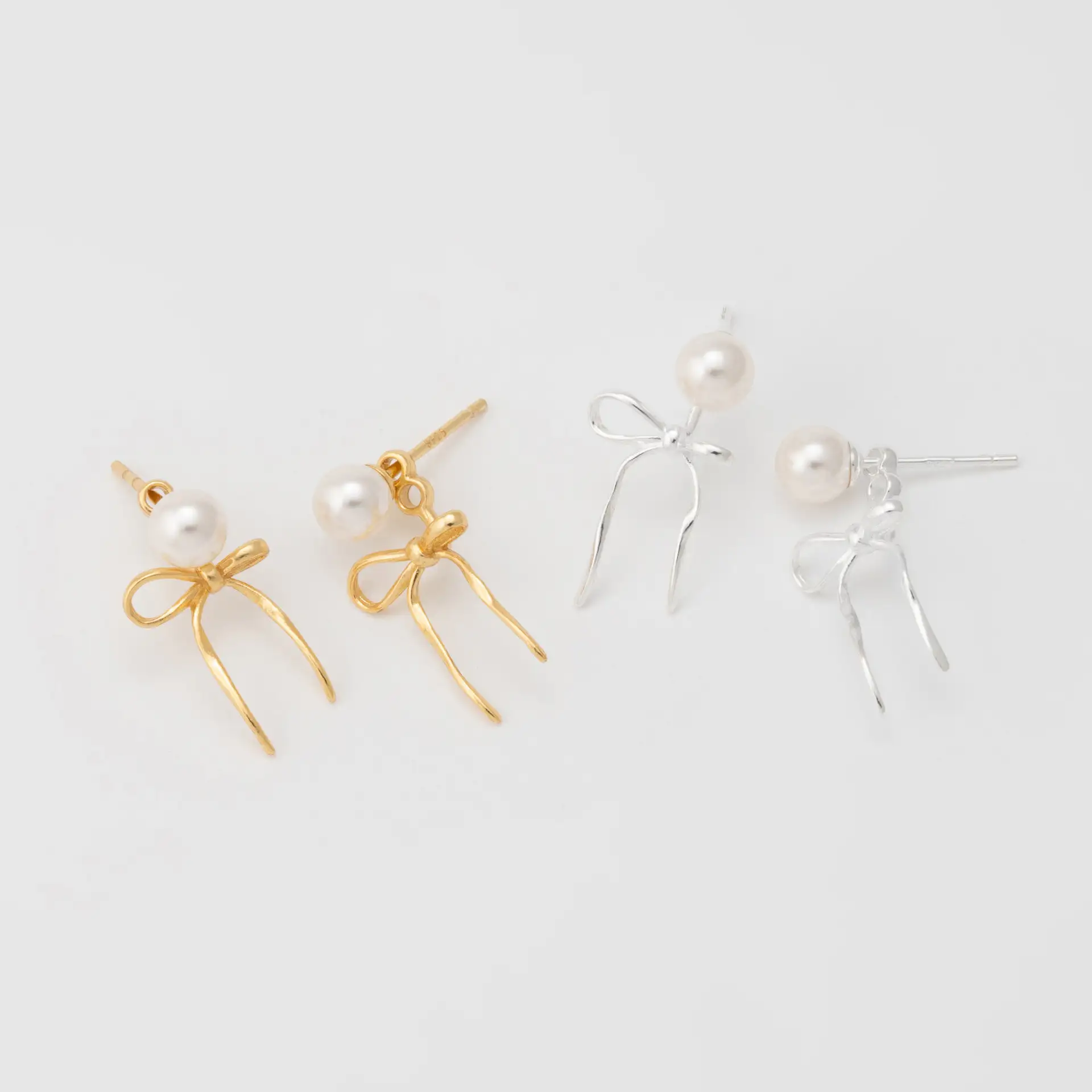 Antique Pearl Bow Stud Earrings