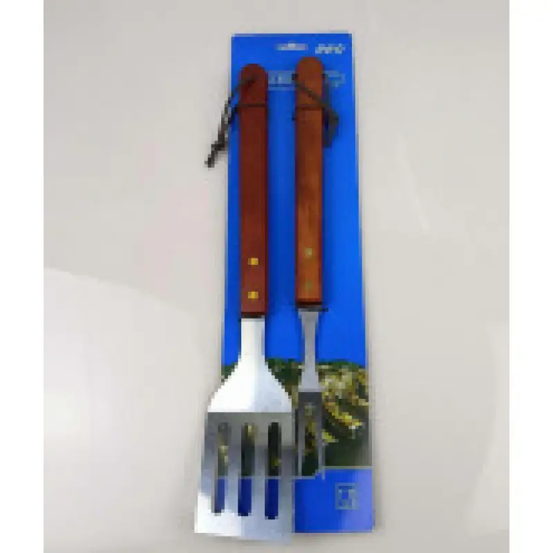 BBQ Tool Three-piece Set Stainless Steel Wooden Handle Shovel Fork Tongs