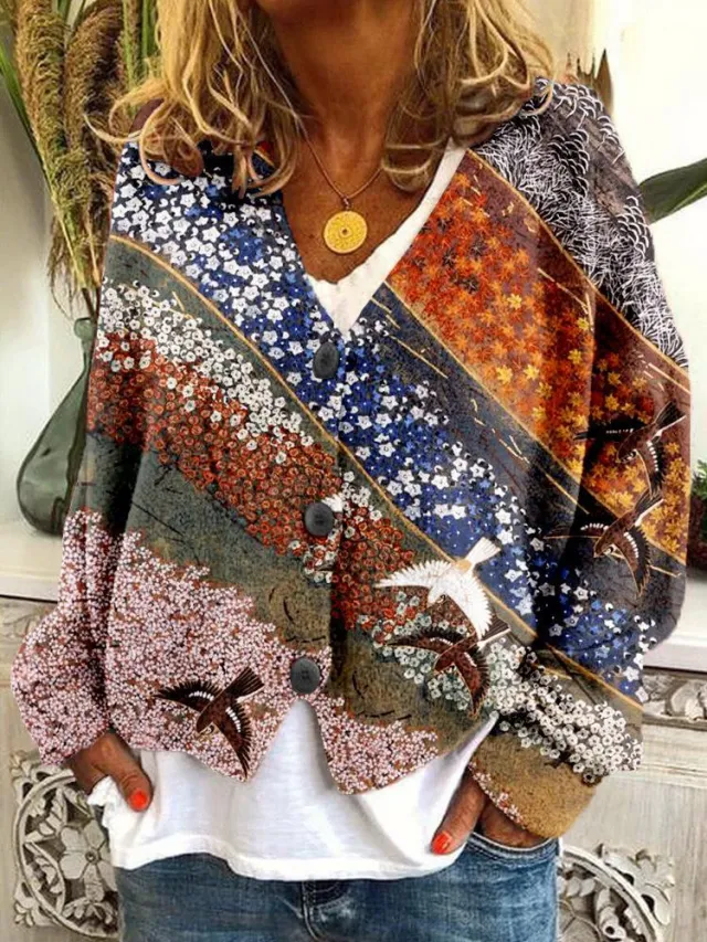 Christmas Abstract Printing Casual Cloak Coat Cardigan Sweater Qwdz101361 - Shop at LoveMi
