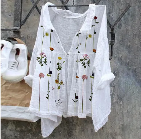Cross-border Fashion Women's Shirt Natural Landscape Avatar Print - B42Sld2180Wt-M