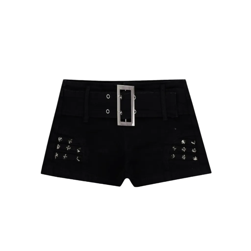 Niche Black Low Waist Hip Lifting Slimming Super Short Shorts - Black