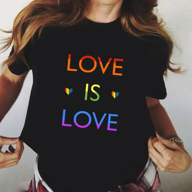 Women's Men's Rainbow Comrade Printed Short sleeved T shirt Black - Shop at LoveMi