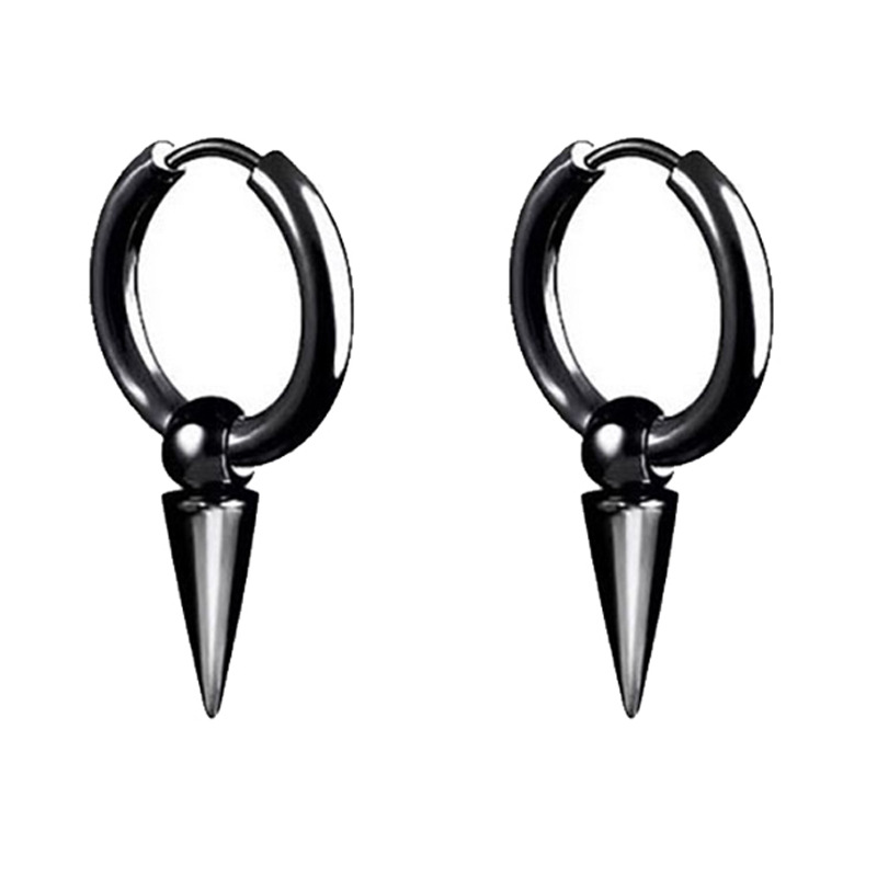 Black Geometric Pendant Stainless Steel Earrings
