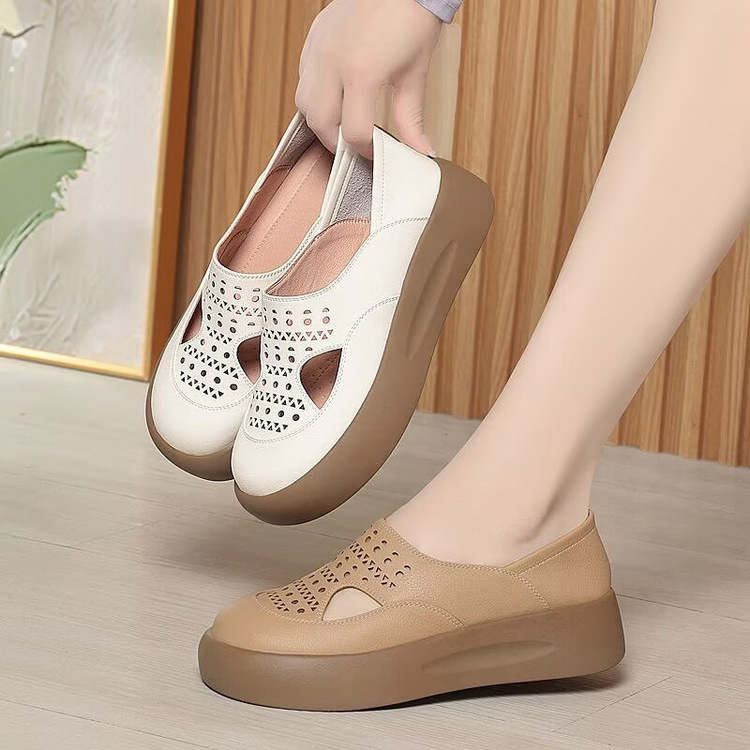 Fashionable And Minimalist Womens Shoes With A Thick Breathable Hollowed-out Design