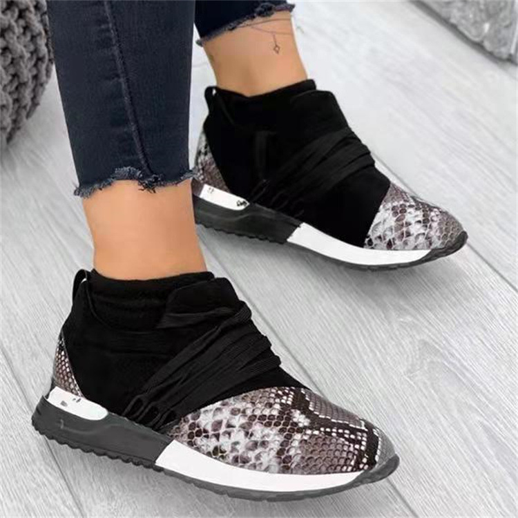 Title 2, Womens New Casual Snake Print Flat Lace-up Sne...