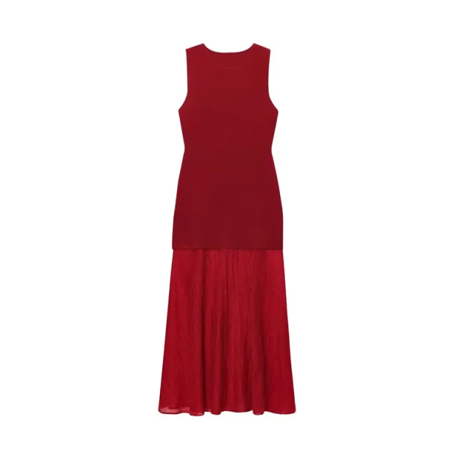 New Summer Knitted Stitching Long Sleeveless Dress - Shop at LoveMi