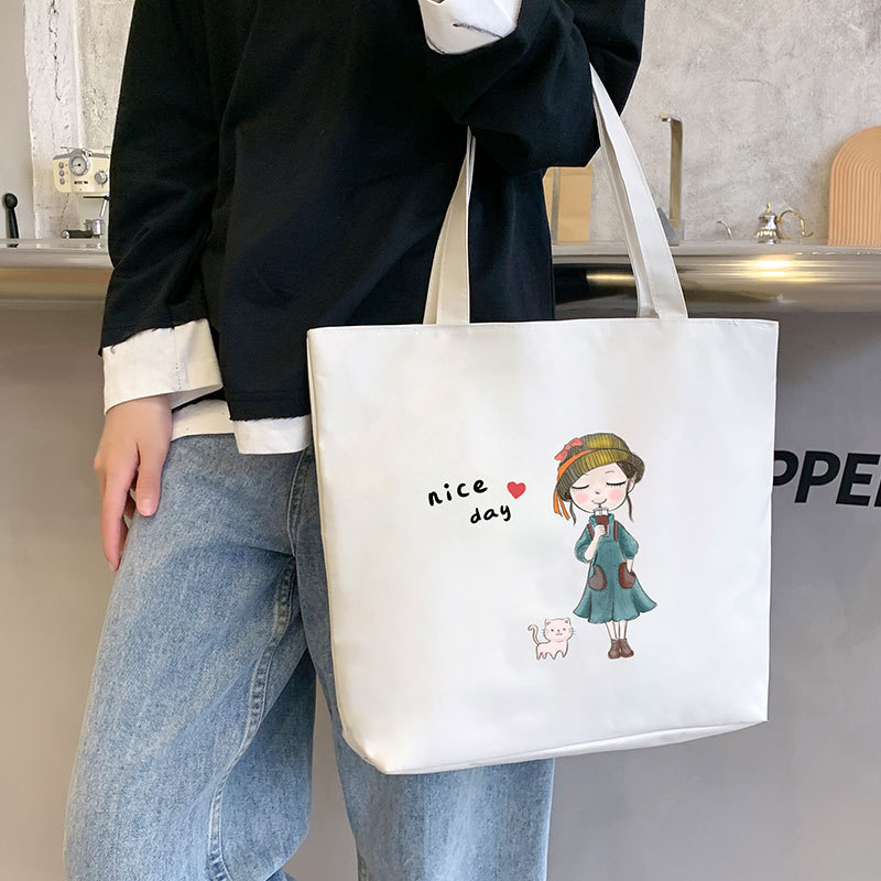 Women's Canvas Bag New Shoulder Handbag Student Tote One Piece — foto 38