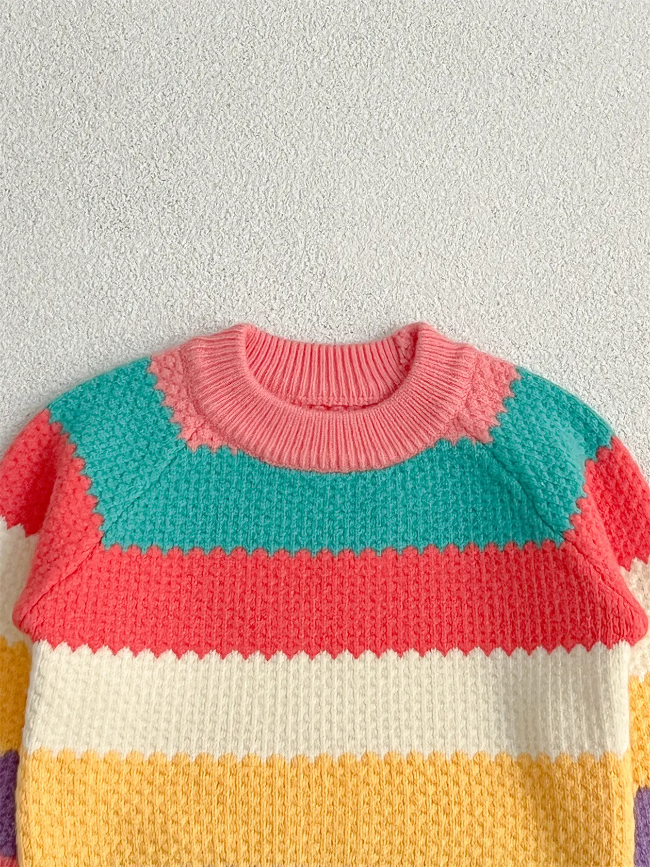 Sweater Rainbow Wool Top Round