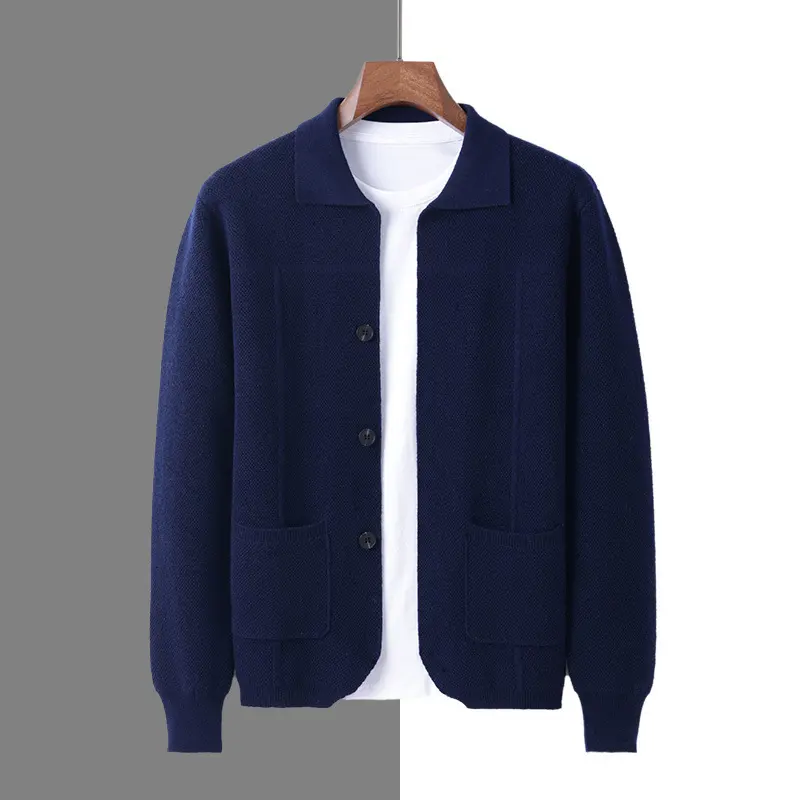 Sweater Men's Lapel Cardigan Pocket