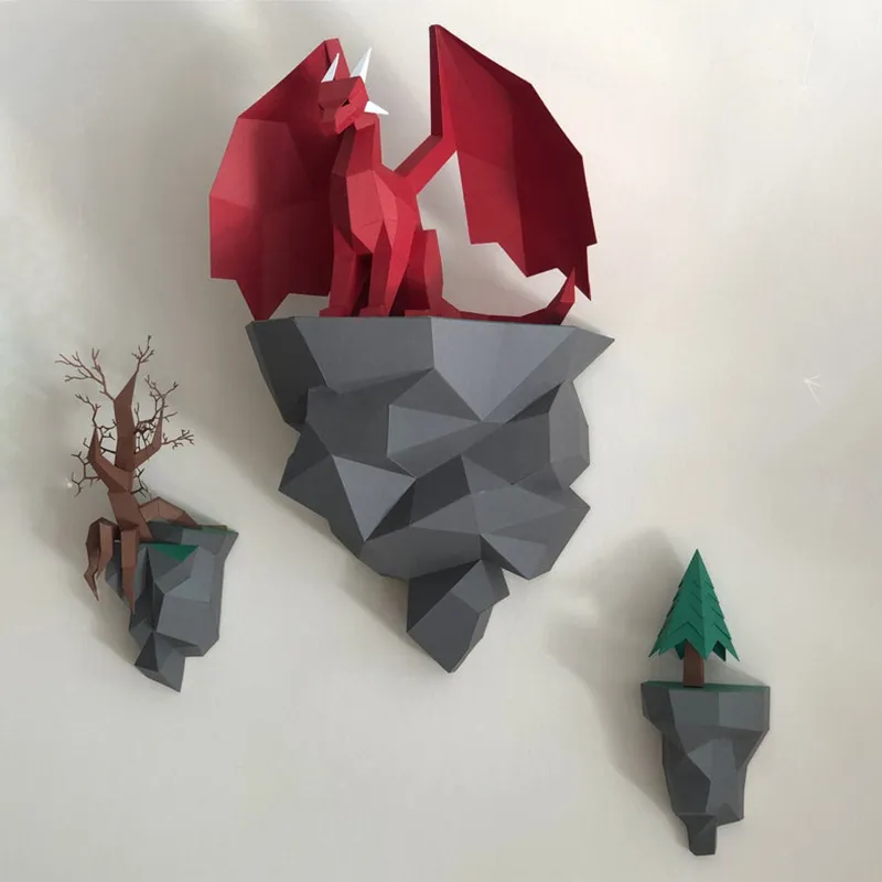 Dragon Paper Model Sitting On The Island Home Wall Hanging Wall Decorations – image 4