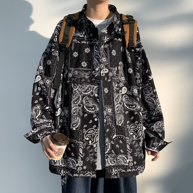 Bequemes und leichtes trendiges Herrenhemd mit Cashewdruck Street Style - Bild 11 von 11