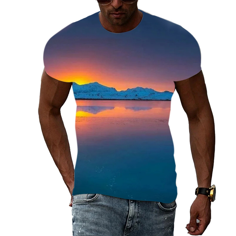 Title 9, Trend Print Mens Aurora Pattern 3D T-Shirt. Ex...