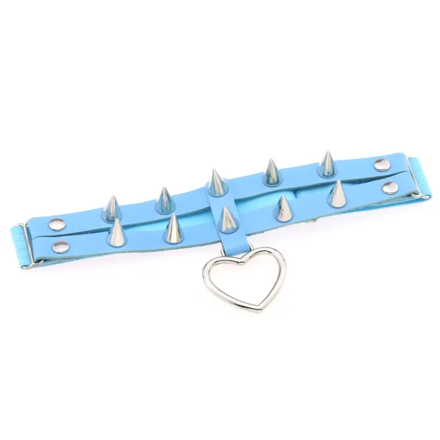 Double Row Spike Rivet Peach Heart Pendant Leg Ring Blue - Shop at LoveMi