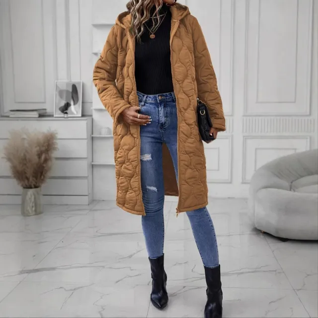 Zipper Hooded Thickened Jacket Cotton Clothes Women's Clothes 60783 Brown - Shop at LoveMi