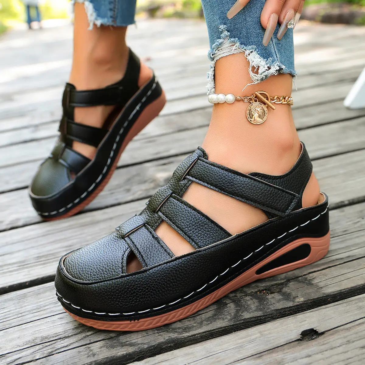Wedge-heel Comfortable And Breathable Roman-style Shoes
