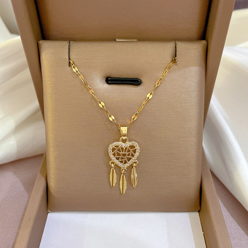Ethnic Style Dreamcatcher Light Luxury Temperament Full Diamond Necklace