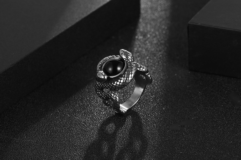 Title 5, Anillo Vintage Doble Serpiente para Hombre, est...