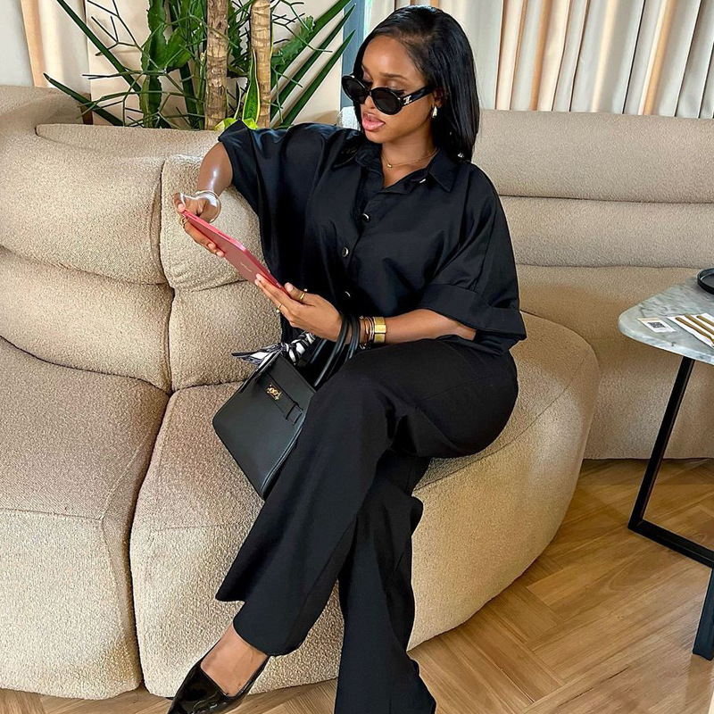 Casual Shirt Wide Leg Pants Two-piece Set