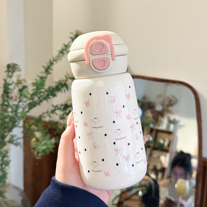 Cute Black Cat Good-looking Vacuum Cup Girls Children Students Large Capacity With Straw