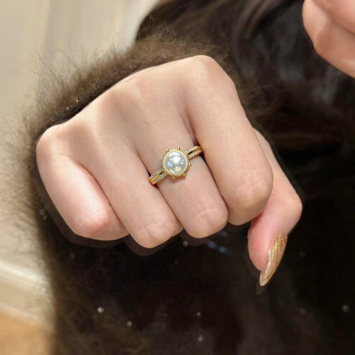 High-End Natural Freshwater Pearl Ring For Women