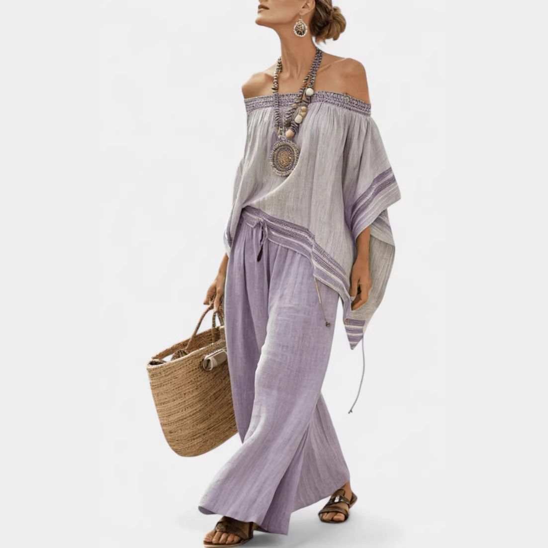 Loose Casual Womens Summer Cross-Border Fashion Beach Vacation Two-Piece Set