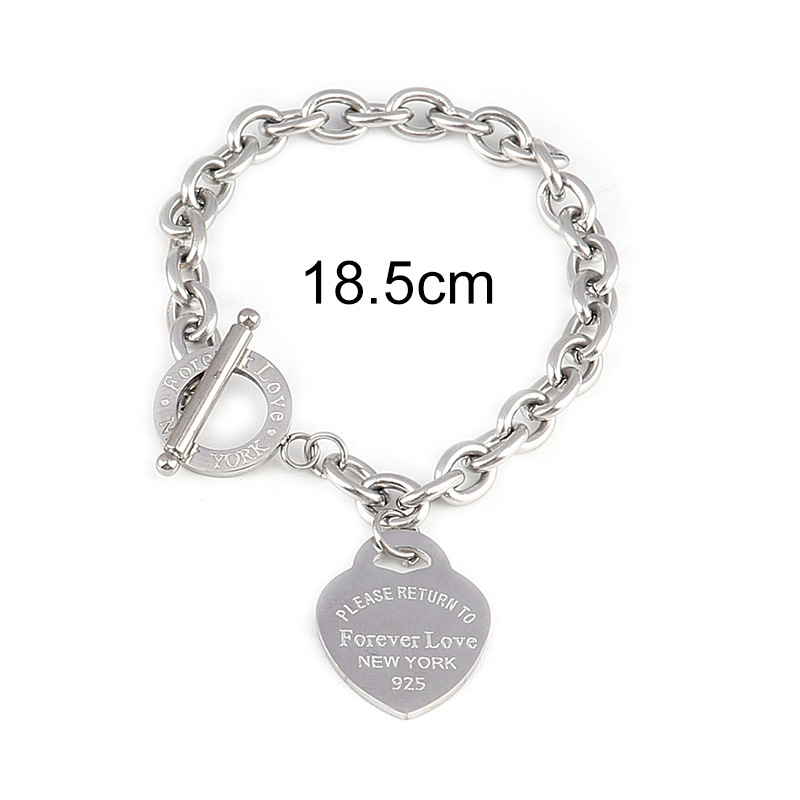 Women's Titanium Steel Beaded Enamel Heart Love Heart Bracelet