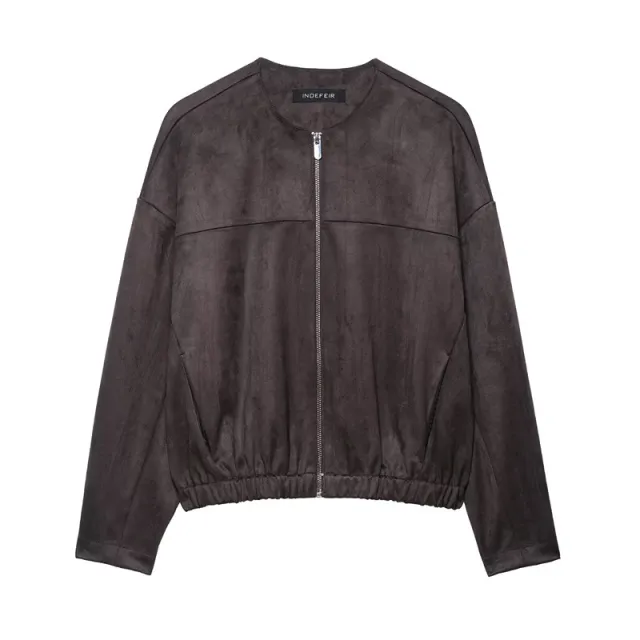 Women's Simple Suede Effect Jacket Coat Brown - Shop at LoveMi