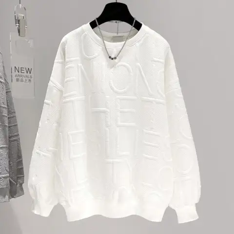 Men's and Women's Three-dimensional Letters Trendy Round-neck Non-hoodie Thin