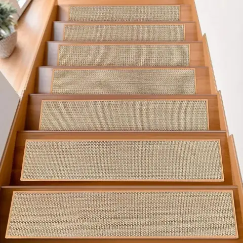 Japanese-style Linen-look Non-slip Stain-resistant Stair Mats for Home Use