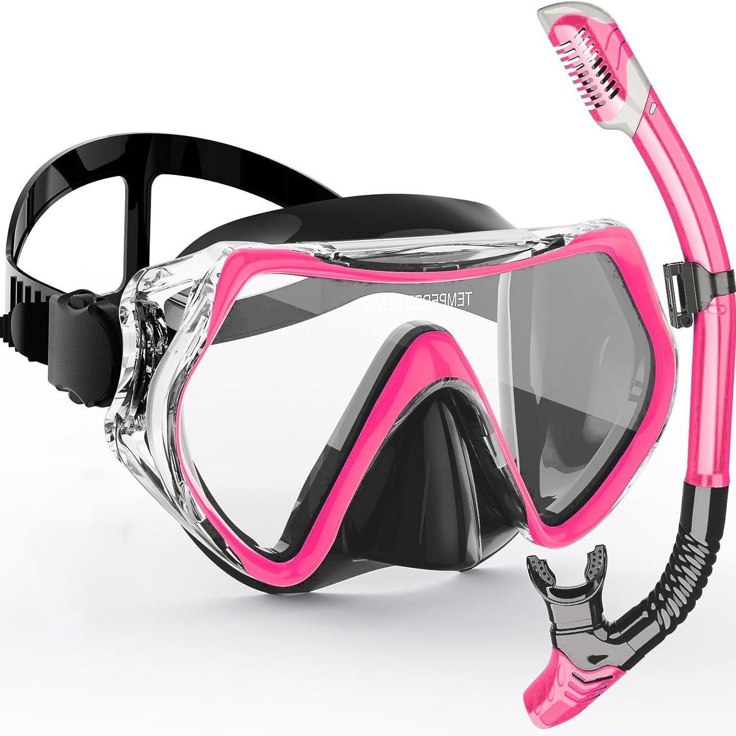 Tempered glass dry snorkel mask set (grey-free size)