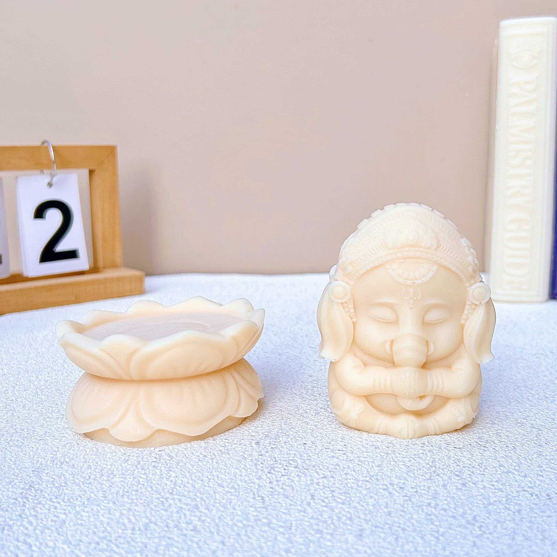 Title 7, Elephant God Candle Silicone Mold Lotus Base Si...