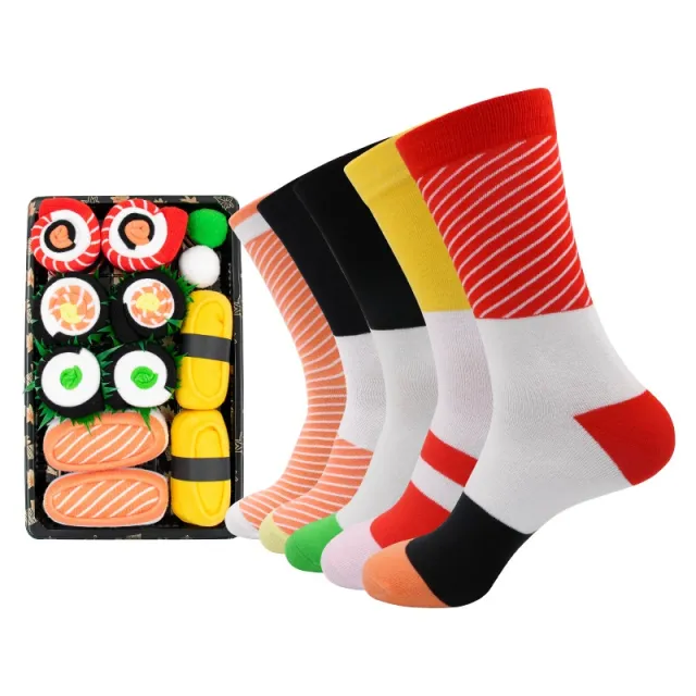 Creative Sushi Mid calf Combed Cotton Socks Boxed Christmas Five Pairs Free Size 38 To42 S - Shop at LoveMi