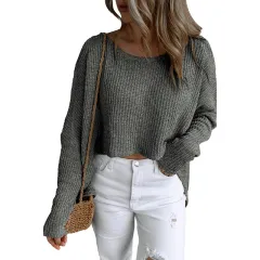 European And American Short Midriff Outfit Slimming Long Sleeve Top - P4011Color-S - View 1