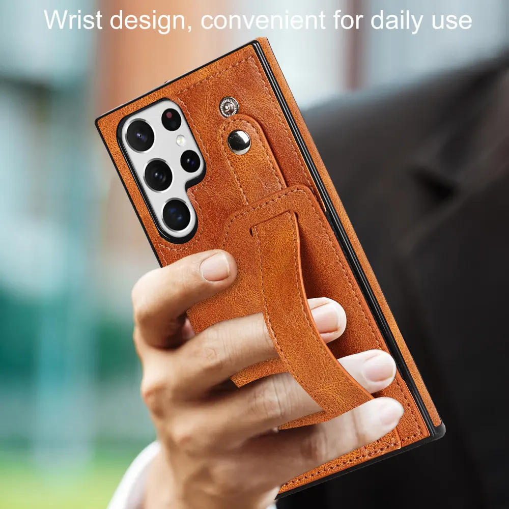Applicable Wrist Strap Mobile Phone Skin Protective Leather Case