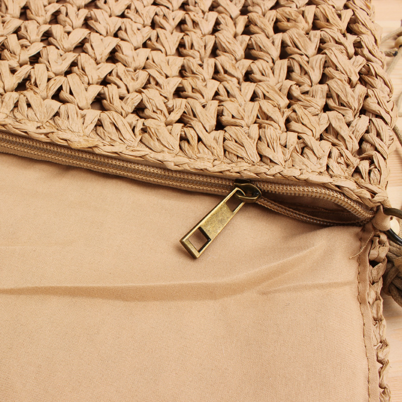 Flip Crossbody Straw Fan Face Flower Woven Bag