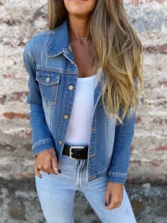 European And American Spring And Summer New Denim Jacket Coat Top Clothes - Light Blue - View 1