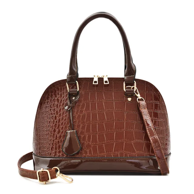 Large Capacity Shiny Shoulder Bag Crossbody Brown - Shop at LoveMi