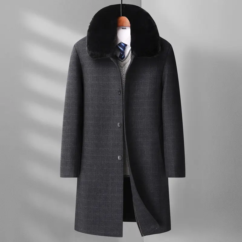 Middle Aged and Elderly Wool Overcoat Men Warm