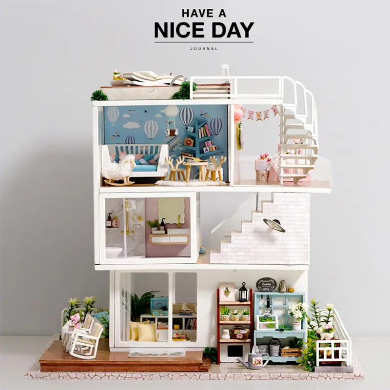 Diy Cottage Villa Is So Safe With Cover Christmas Gift Handmade Wooden Assembled Model