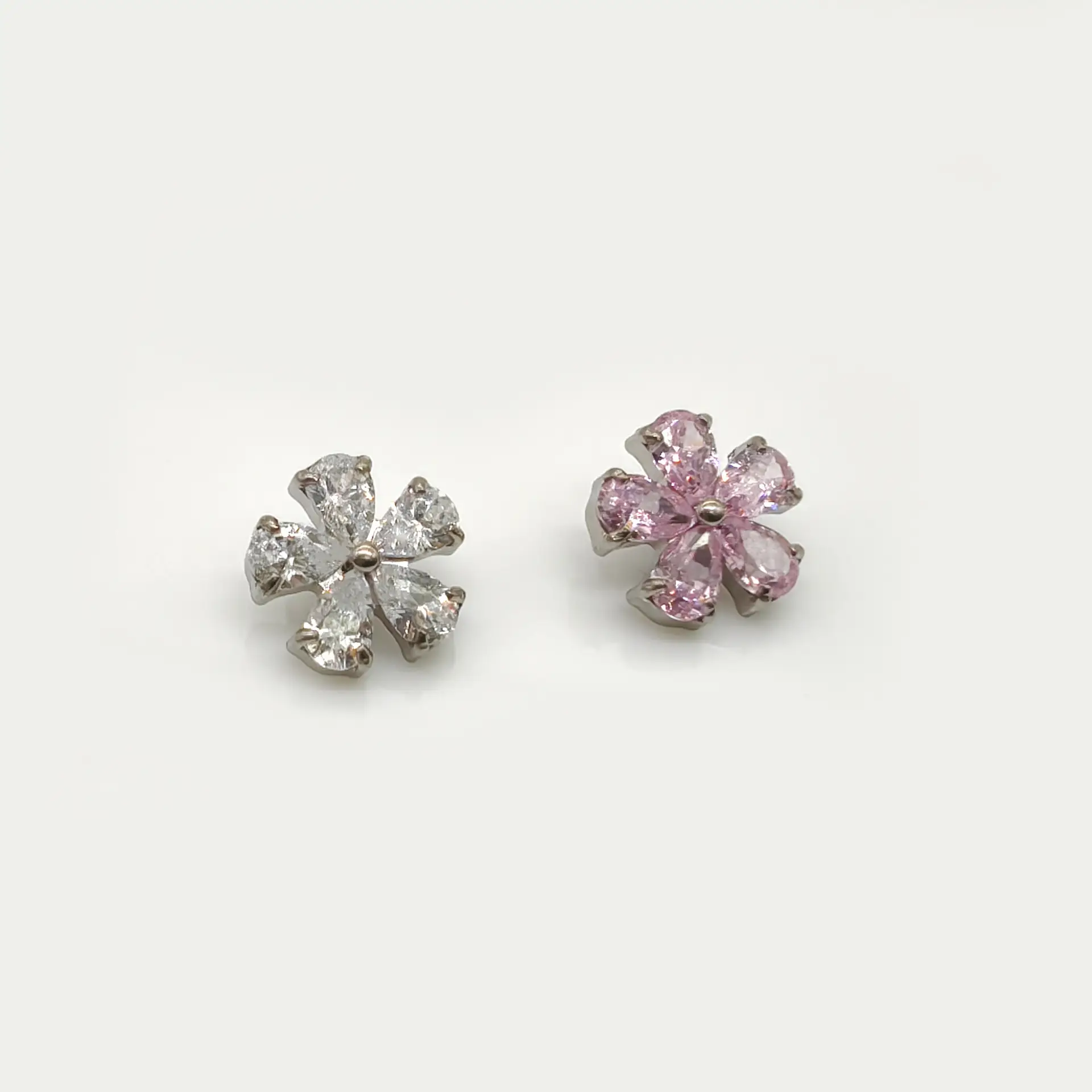 Titanium Alloy Flower Super Zircon Stud Earrings