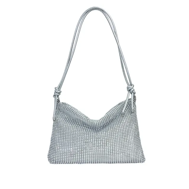 Large Capacity Single Shoulder Strap Underarm Plaid Women's Bag Silver - Shop at LoveMi