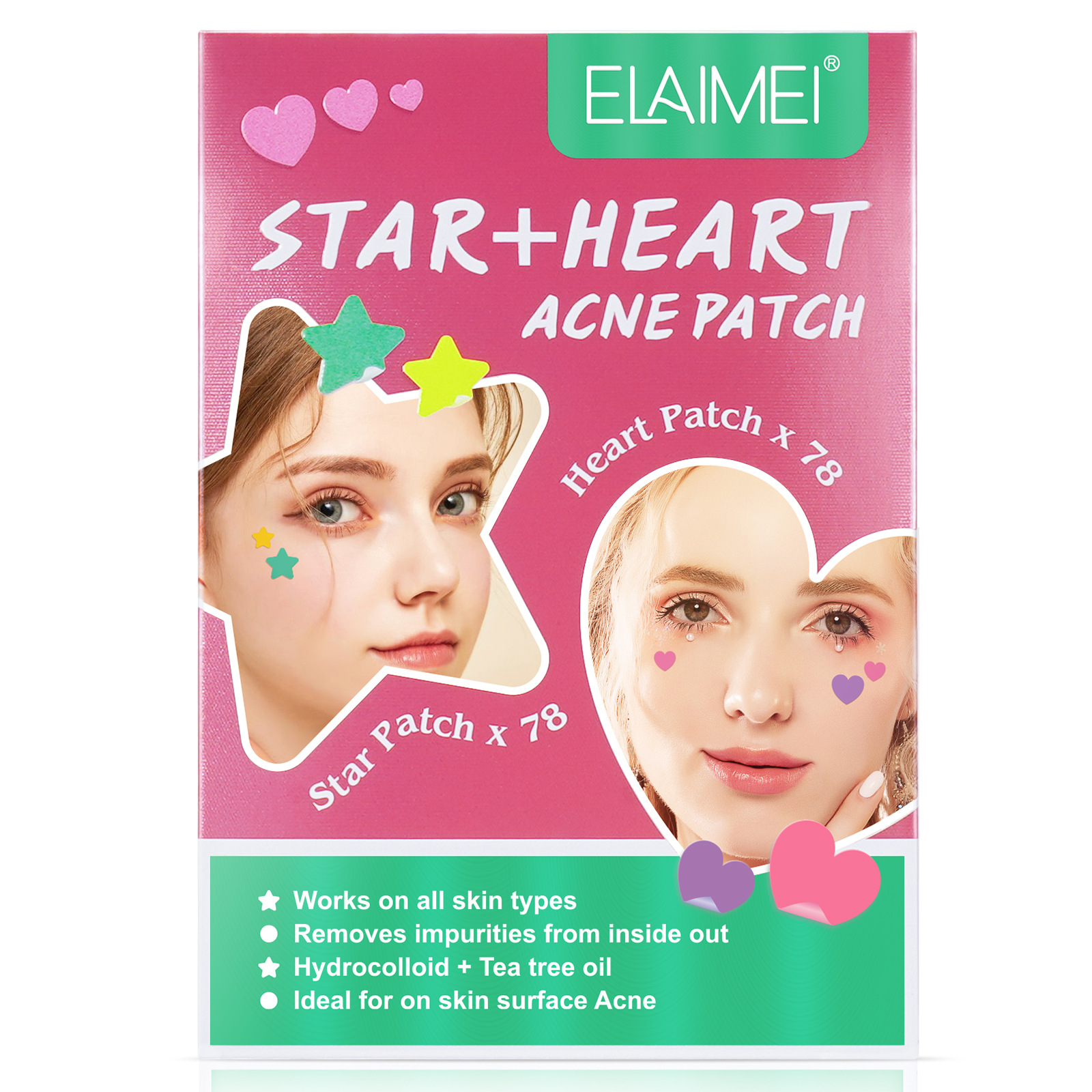Peach Heart Color Multi-shape Acne Patch