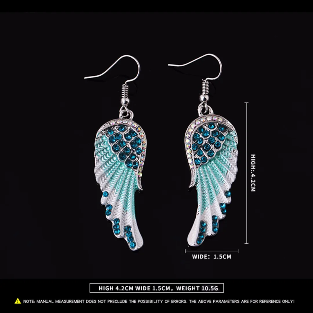 3 Colors Angel Wings Feather Dangle Crystal Earring Antique Elegant Women Jewelry