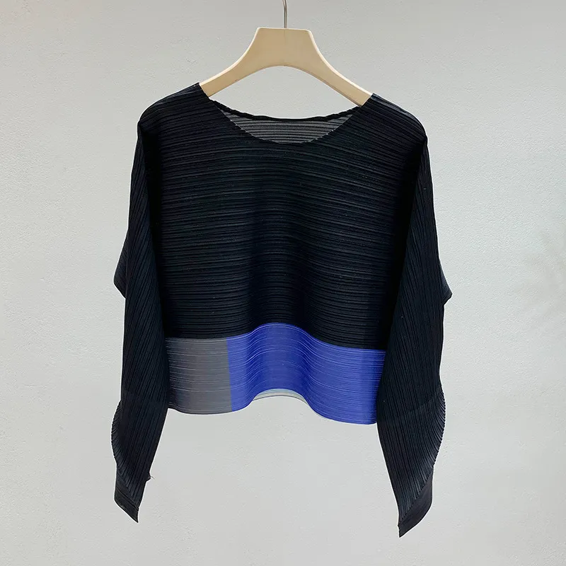 White Pigeon Peplum Top Pressing Shirt Short T-shirt Color Matching Western Style Slimming - Black
