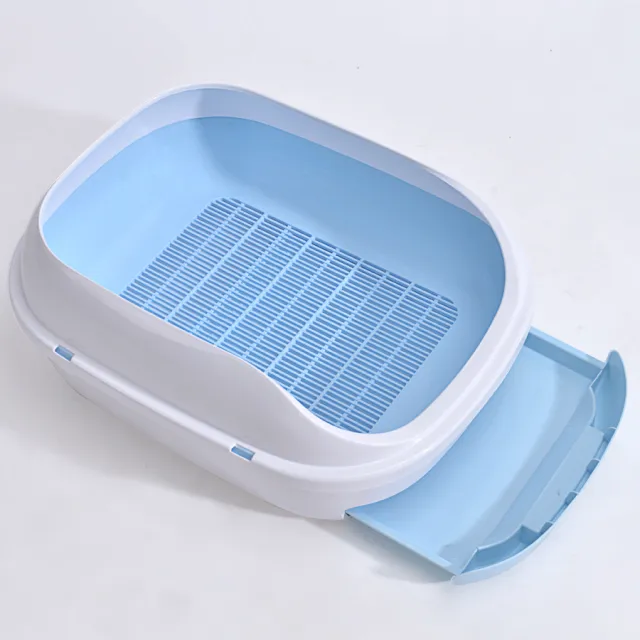 Semi closed Grid Drawer Double Layer Litter Box Sky Blue - Shop at LoveMi
