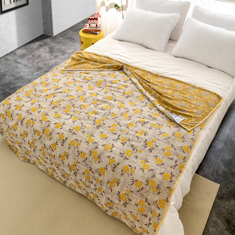 Summer Cooling Quilt Air-conditioning Throw Blanket Lyocell Tencel Floral Bed Sheet Cool-to-the-touch
